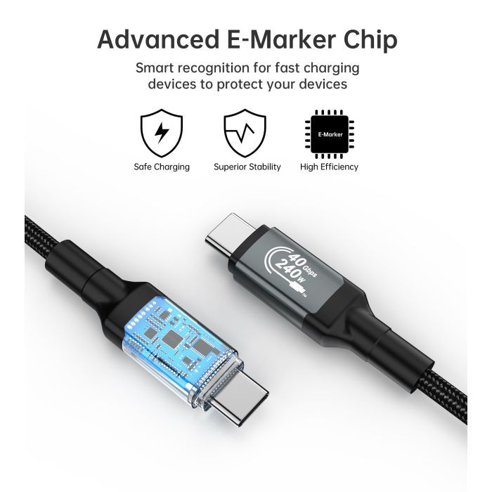 Дата кабель USB-C to USB-C 1.2m USB4.0 Gen3 240W (8K HDR) Choetech (XCC-1040-GY) изображение 11