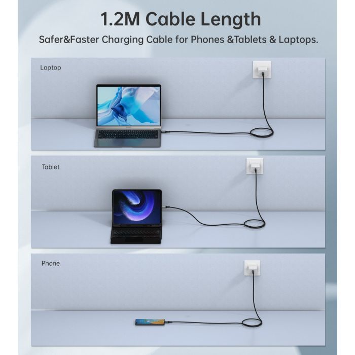 Дата кабель USB-C to USB-C 1.2m USB4.0 Gen3 240W (8K HDR) Choetech (XCC-1040-GY) изображение 8