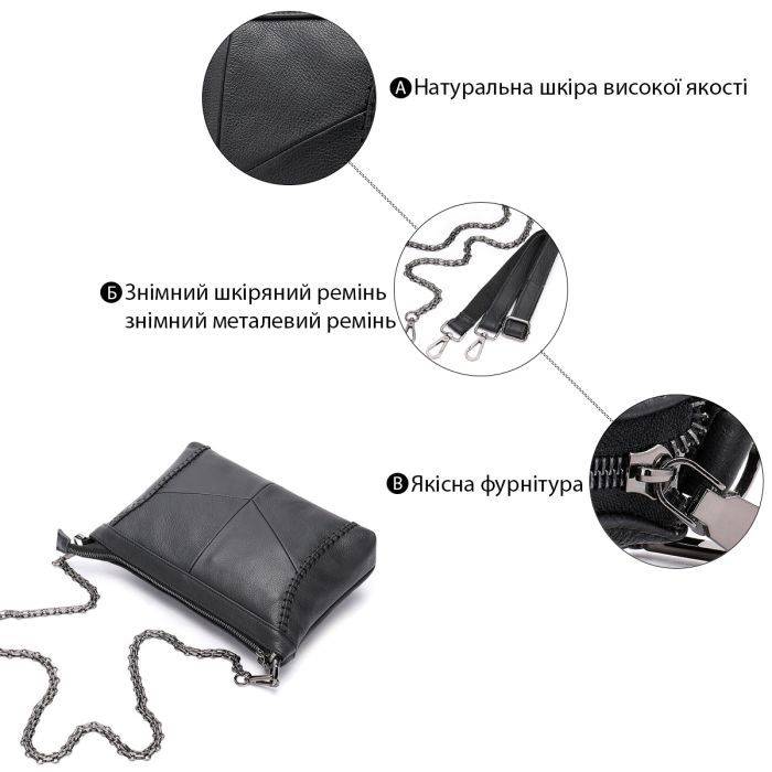 Сумка Vintage Кожаная Черная (20051) изображение 4