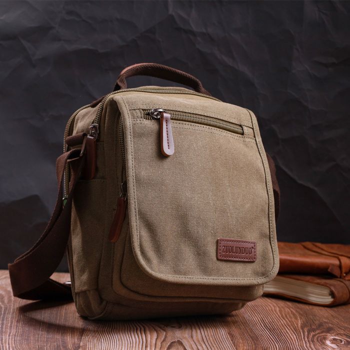 Сумка Vintage На плечо из текстиля Оливковая (22228) изображение 10