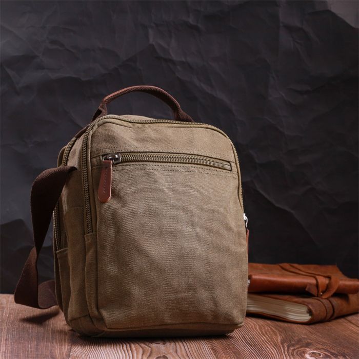 Сумка Vintage На плечо из текстиля Оливковая (22228) изображение 11