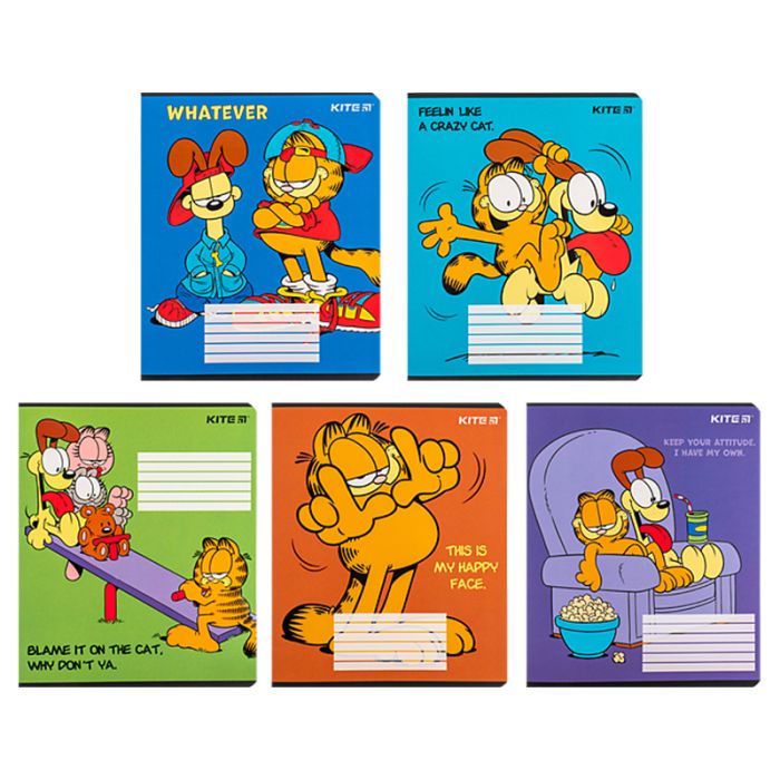 Зошит Kite Garfield, 18 аркушів, лінія (GF24-237)