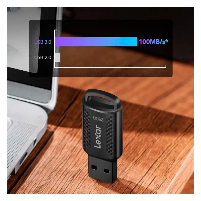 USB флеш накопитель Lexar 256GB JumpDrive V400 Black USB 3.0 (LJDV400256G-BNBNG) изображение 4