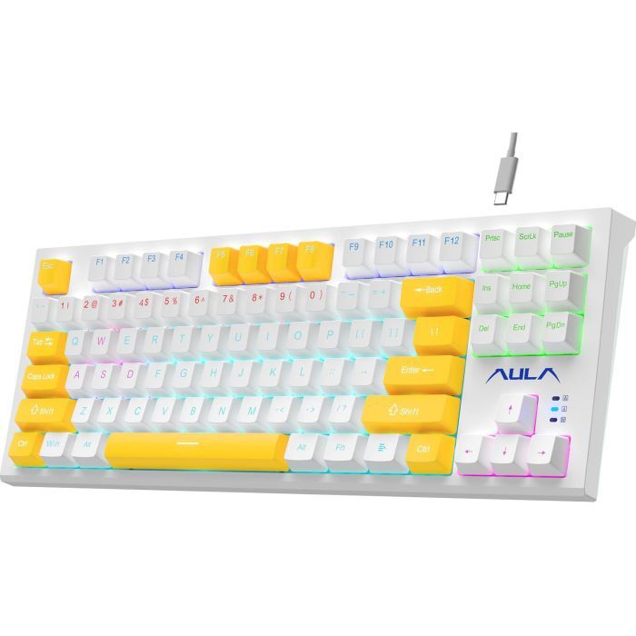 Клавиатура Aula F3032 keycaps plus 21 Yellow keys KRGD Red USB UA White (6948391204680) изображение 2
