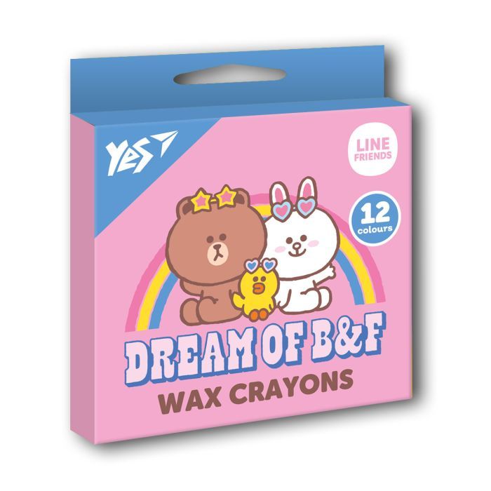 Карандаши цветные Yes Line Friends воскові 12 шт (590141) > цены в Киеве и Украине Карандаши цветные Yes Line Friends воскові 12 шт (590141)