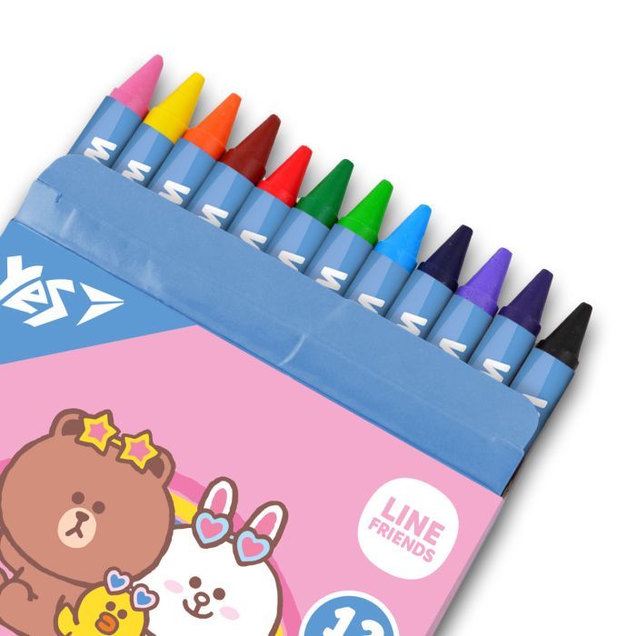 Карандаши цветные Yes Line Friends воскові 12 шт (590141) изображение 3 Карандаши цветные Yes Line Friends воскові 12 шт (590141) изображение 3