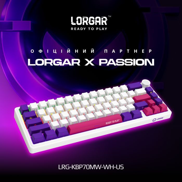 Клавиатура Lorgar KBP70MW Pro RGB Wireless/Bluetooth/USB UA White (LRG-KBP70MW-WH-US) изображение 2