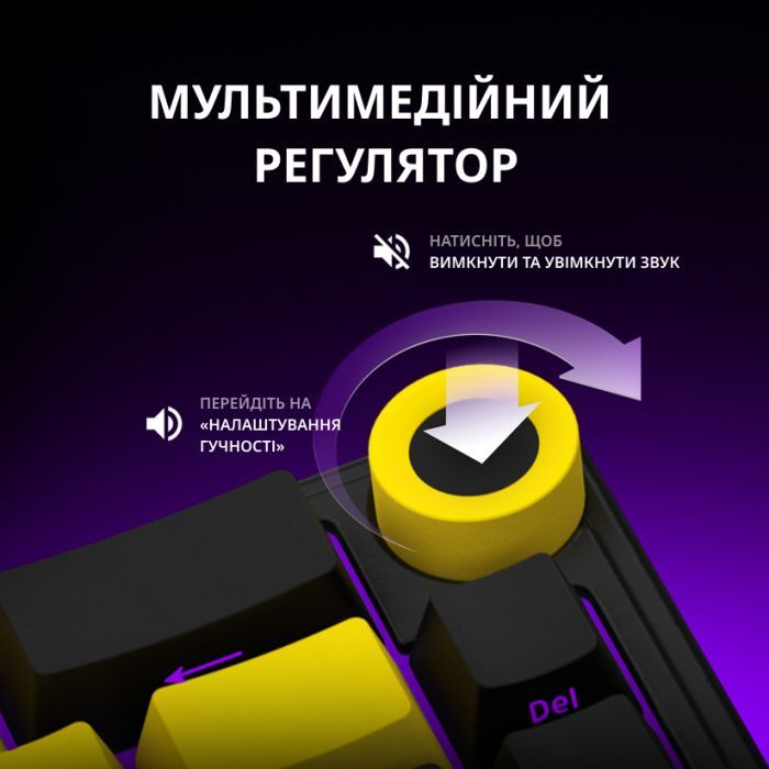 Клавиатура Lorgar KBP70MW Pro RGB Wireless/Bluetooth/USB UA Black/yellow (LRG-KBP70MW-YL-US) изображение 9