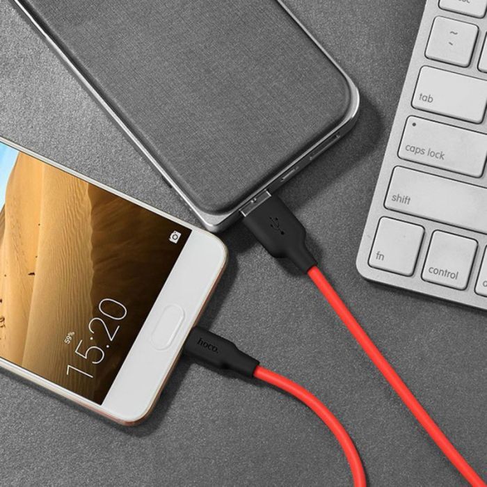 Дата кабель USB 2.0 AM to USB-C 1.0m 2A silicone X21 black+white HOCO (6957531071402) зображення 4