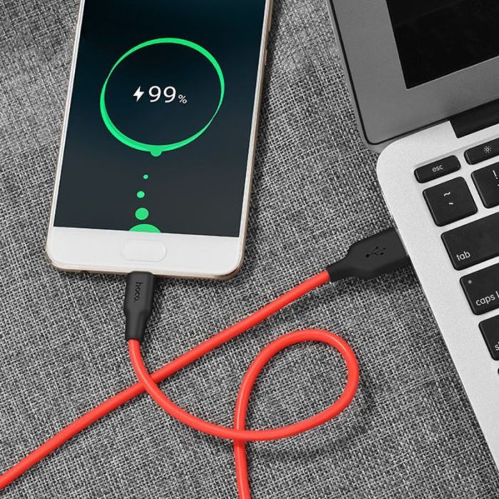 Дата кабель USB 2.0 AM to USB-C 1.0m 2A silicone X21 black+white HOCO (6957531071402) зображення 5