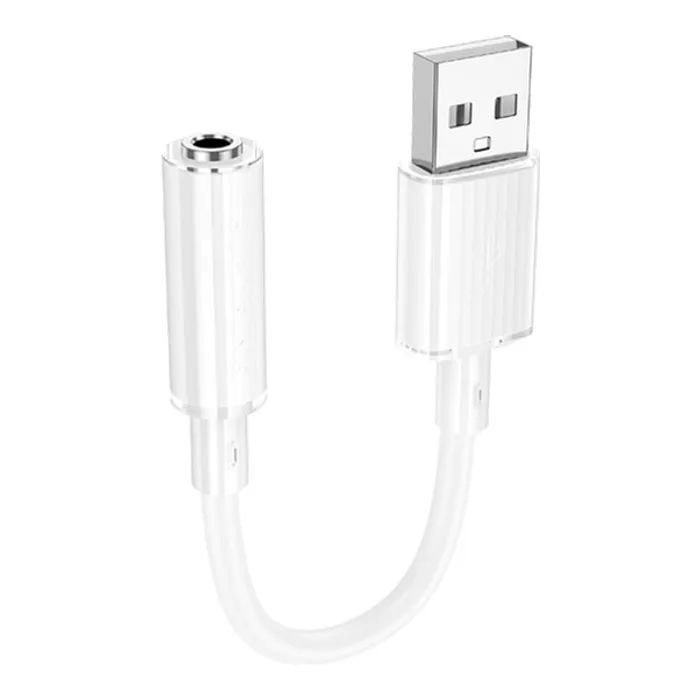 Перехідник USB-A to 3.5mm F 1.0m BV22 white BOROFONE (6941991117022)