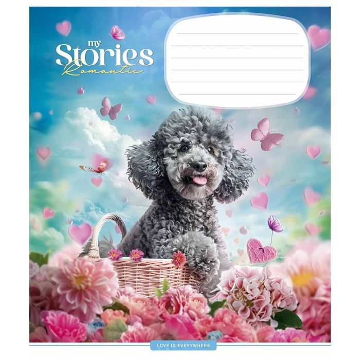 Зошит Школярик Romantic stories 12 аркушів коса лінія (012-3464C)