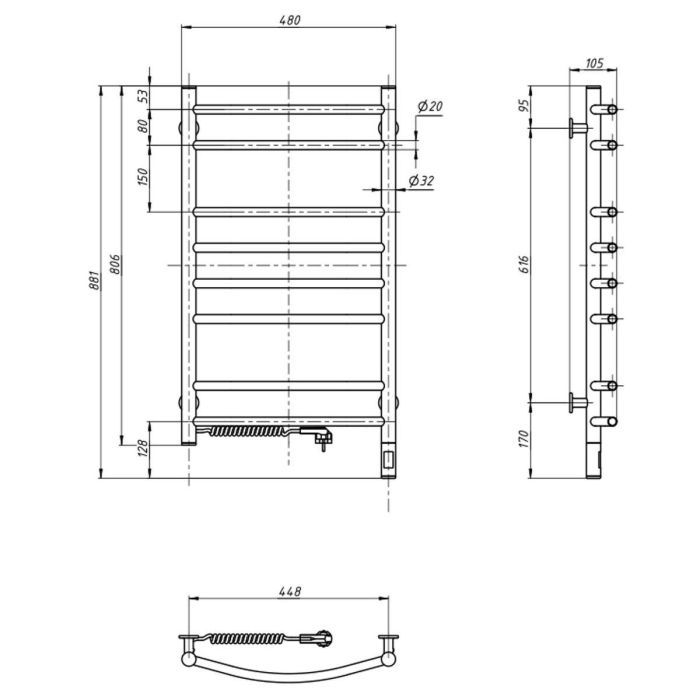 Сушарка для рушників Navin Камелія 480x800 (12-207133-4880) зображення 4
