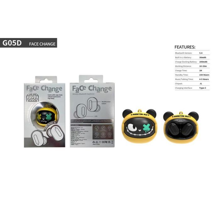 Наушники XoKo G05-face changing TWS Yellow-Black (G05-YEBK) изображение 28