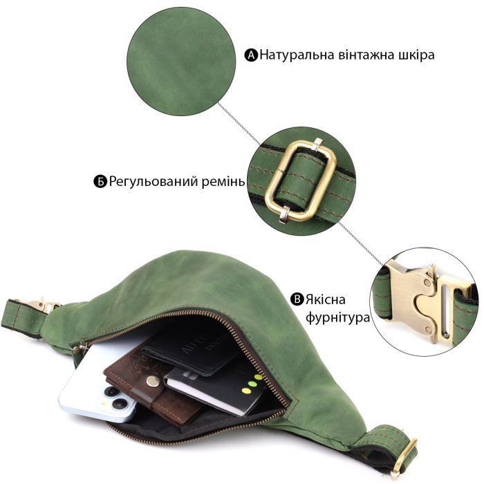 Сумка Shvigel Из натуральной кожи Зеленая (23142) изображение 4