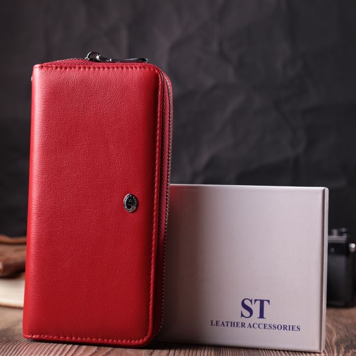 Гаманець ST Leather З натуральної шкіри Червоний (22561) зображення 10
