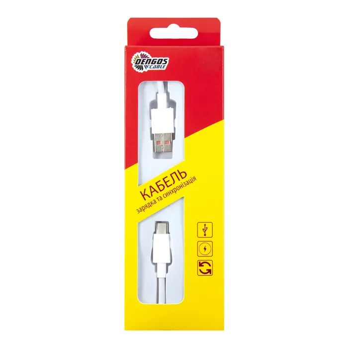 Дата кабель USB 3.0 AM to USB-C 1.0m 4A QC3.0 white Dengos (PLS-TC-4A-WHITE) зображення 2