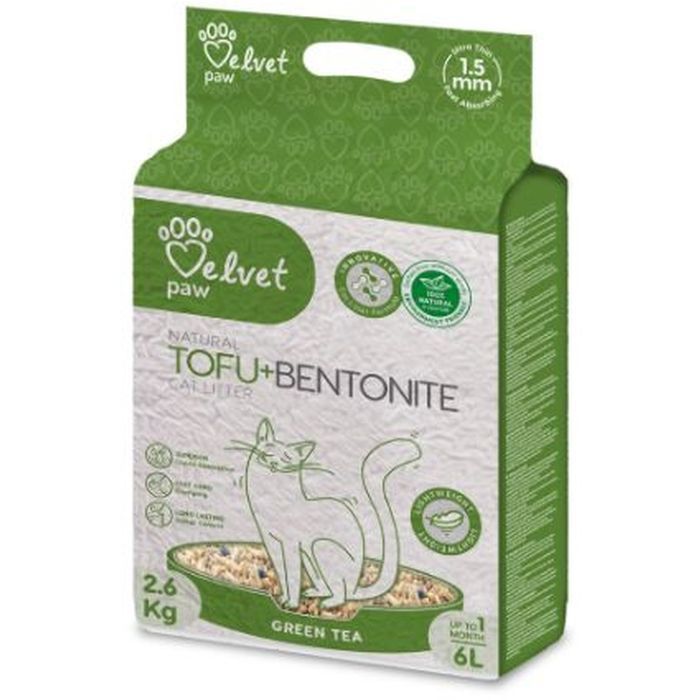 Наповнювач для туалету Velvet Paw TOFU з бентонітом та екстрактом зеленого чаю (1.5 мм) 2.6 кг (TOF70022)