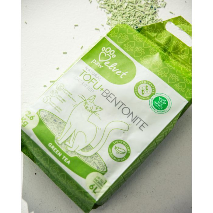 Наповнювач для туалету Velvet Paw TOFU з бентонітом та екстрактом зеленого чаю (1.5 мм) 2.6 кг (TOF70022) зображення 4