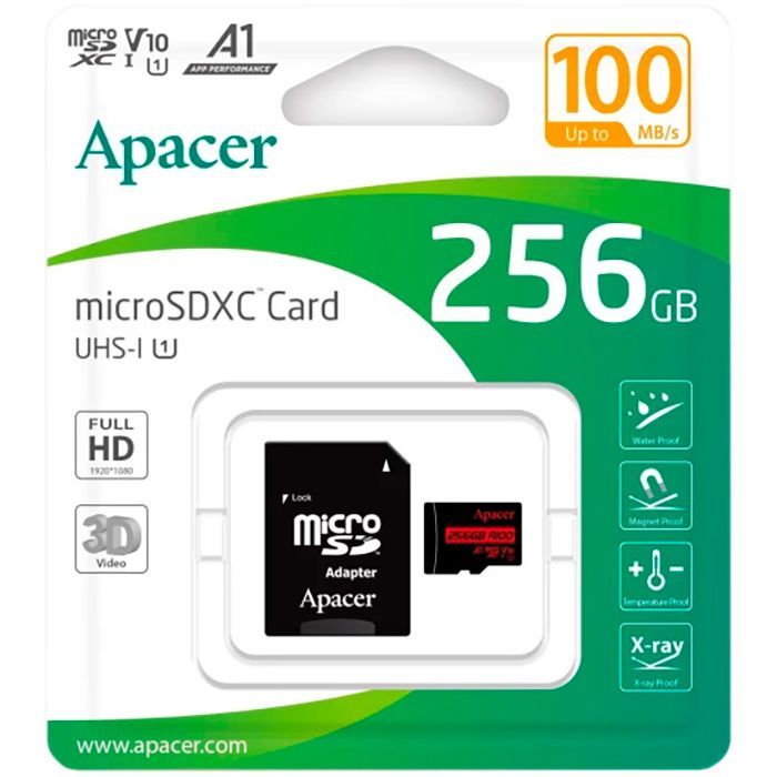 Карта пам'яті Apacer 256GB microSDXC class 10 UHS-I V10 A1 (AP256GMCSX10UB-R) зображення 3