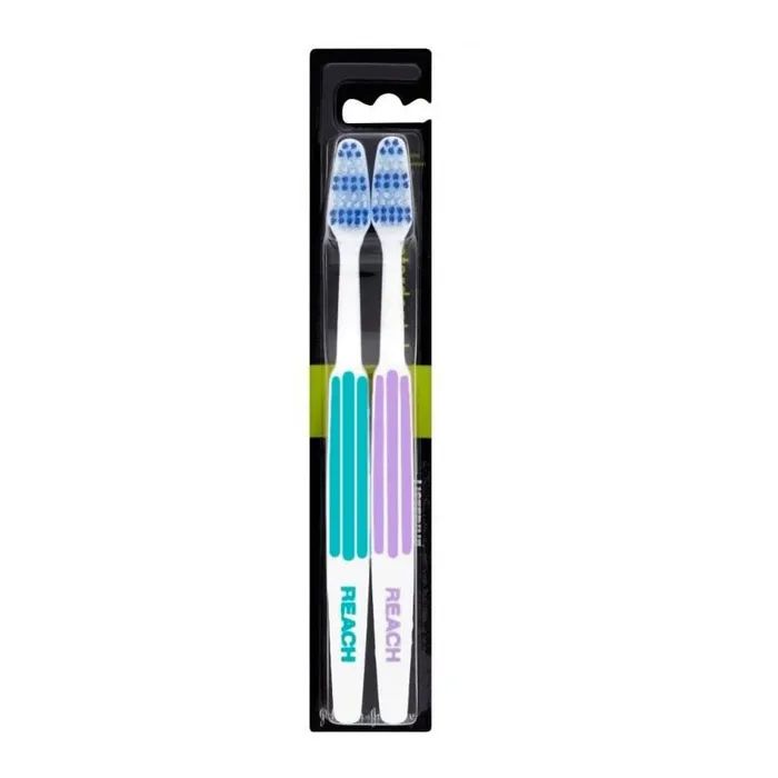 Зубна щітка Reach Toothbrush Medium Twin Pack Interdental Бірюзово-бузкова 2 шт (8801051803388)