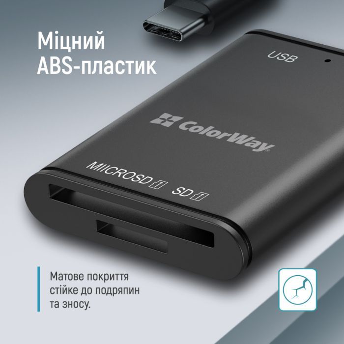 Зчитувач флеш-карт ColorWay USB-C to USB 3.0/SD/MicroSD (CW-CR-02) зображення 11