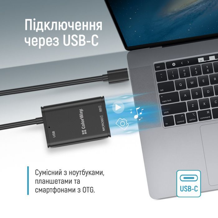 Зчитувач флеш-карт ColorWay USB-C to USB 3.0/SD/MicroSD (CW-CR-02) зображення 7
