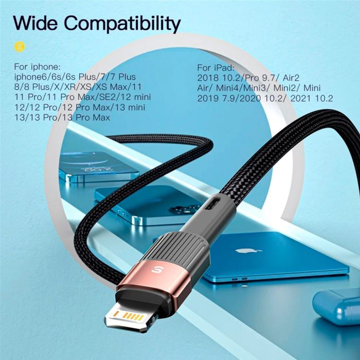 Дата кабель USB 2.0 AM to Lightning 2.0m 2.4A black Essager (EXCL-XCA01) зображення 8