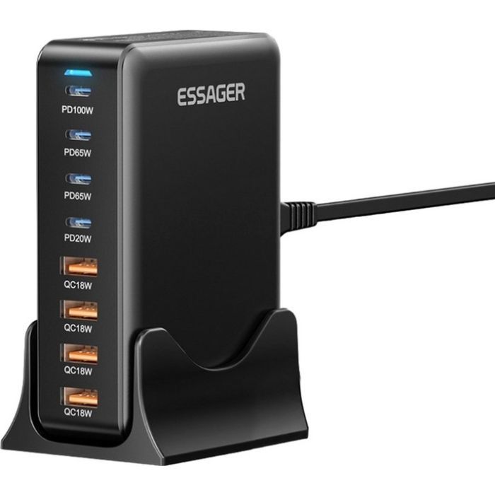 Зарядний пристрій Essager 4xUSB-C + 4xUSB 320W GaN (EZC320W-QJB0G-Z) зображення 3
