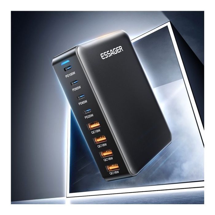 Зарядний пристрій Essager 4xUSB-C + 4xUSB 320W GaN (EZC320W-QJB0G-Z) зображення 8