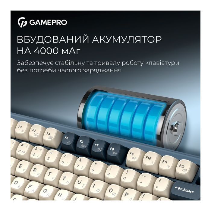 Клавіатура GamePro Asgard Yord Wireless/Bluetooth/USB UA Blue (MK266BL) зображення 11