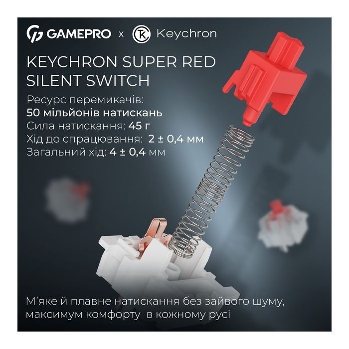 Клавіатура GamePro Asgard Yord Wireless/Bluetooth/USB UA Blue (MK266BL) зображення 8