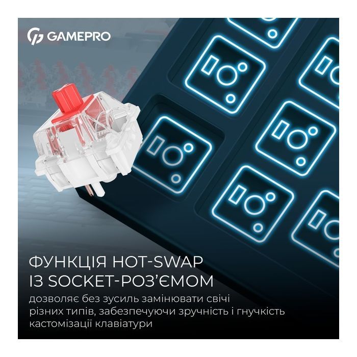 Клавіатура GamePro Asgard Yord Wireless/Bluetooth/USB UA Blue (MK266BL) зображення 9
