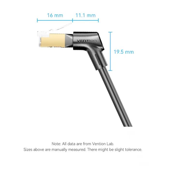 Патч-корд 1м STP cat 8 RJ-45 90° corner black Vention (IKLBF) зображення 11