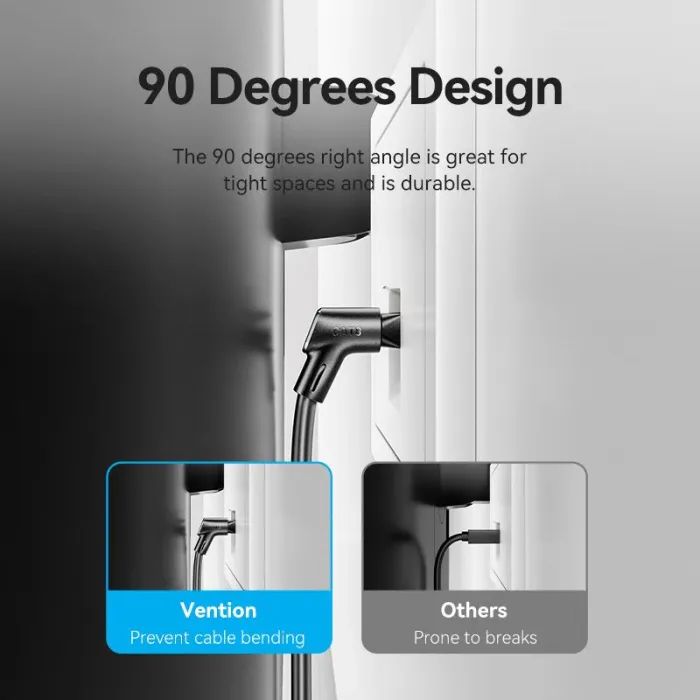 Патч-корд 1м STP cat 8 RJ-45 90° corner black Vention (IKLBF) зображення 3