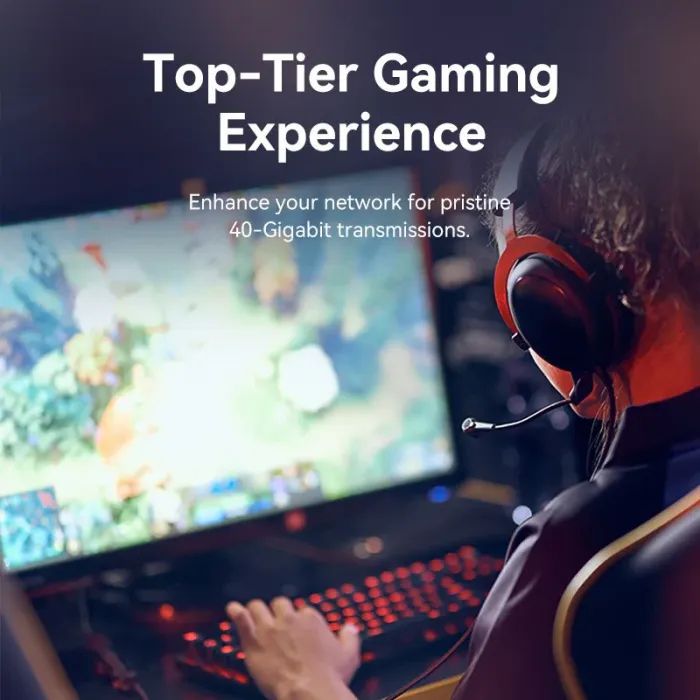 Патч-корд 1м STP cat 8 RJ-45 90° corner black Vention (IKLBF) зображення 6