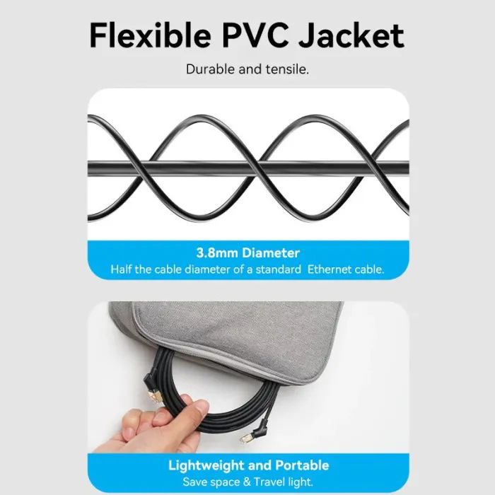 Патч-корд 1м STP cat 8 RJ-45 90° corner black Vention (IKLBF) зображення 8