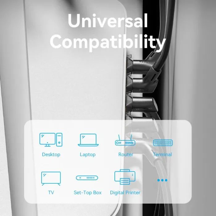 Патч-корд 1м STP cat 8 RJ-45 90° corner black Vention (IKLBF) зображення 9