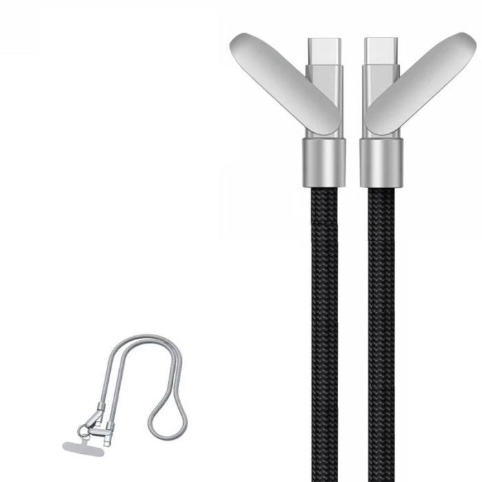 Дата кабель USB-C to USB-C 1.2m PD3.1 100W braided black XoKo (XK-SC-HLD-200-BK) зображення 4