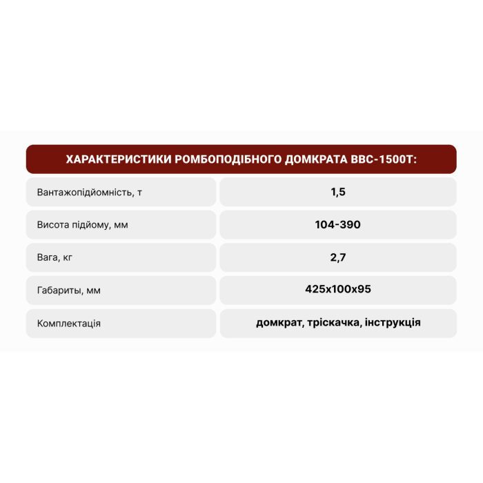 Домкрат Штурмовик "ромб" з тріскачкою 1,5 т, висота підйому 390мм (BBC-1500T) зображення 10