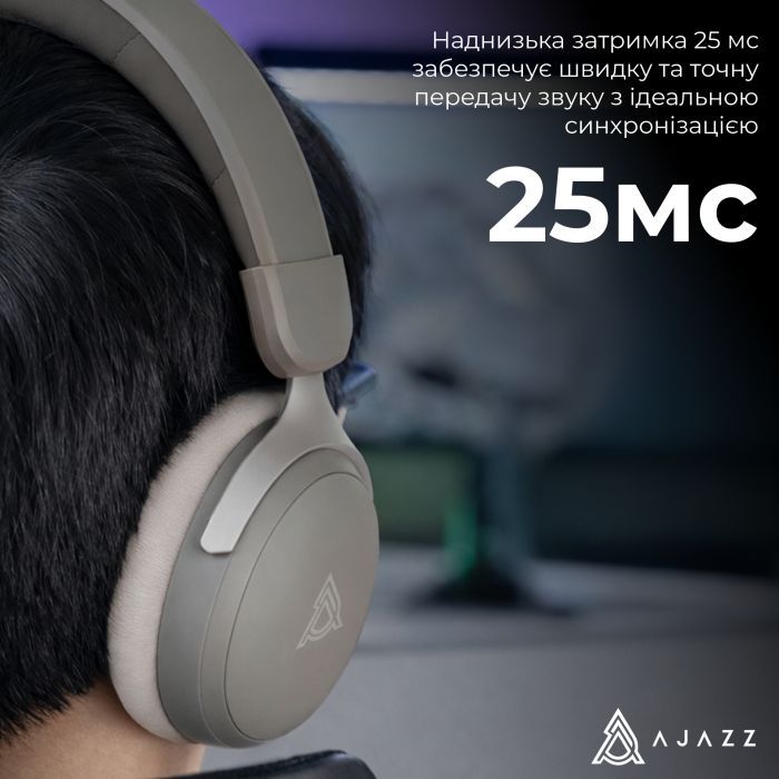 Навушники Ajazz AHM08 MAX 3-Mode Grey (AHM08-MAX-GW) зображення 11