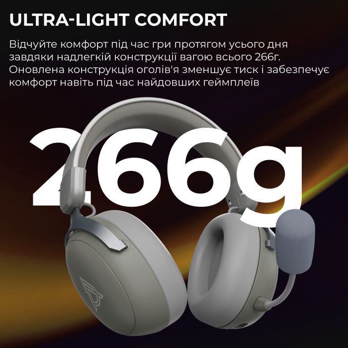 Навушники Ajazz AHM08 MAX 3-Mode Grey (AHM08-MAX-GW) зображення 9