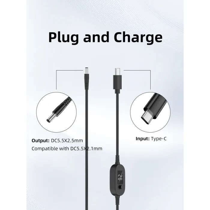 Кабель живлення USB-C to DC 5.5x2.5mm 1.0m 5V/9V/12V/15V/20V/28V 140W black XoKo (XK-K695) зображення 4
