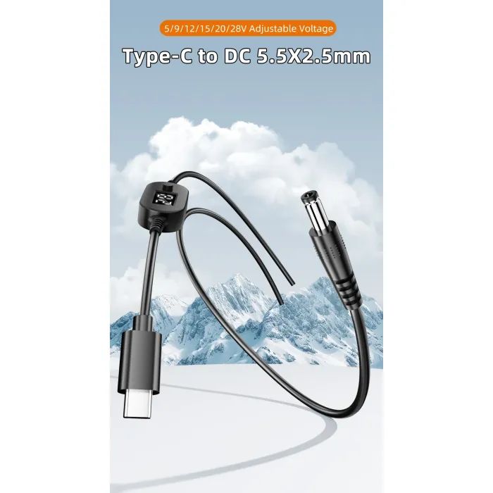 Кабель живлення USB-C to DC 5.5x2.5mm 1.0m 5V/9V/12V/15V/20V/28V 140W black XoKo (XK-K695) зображення 6