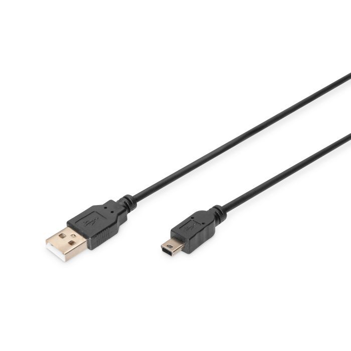 Дата кабель USB 2.0 AM to Mini 5P 3.0m black Digitus (AK-300130-030-S)