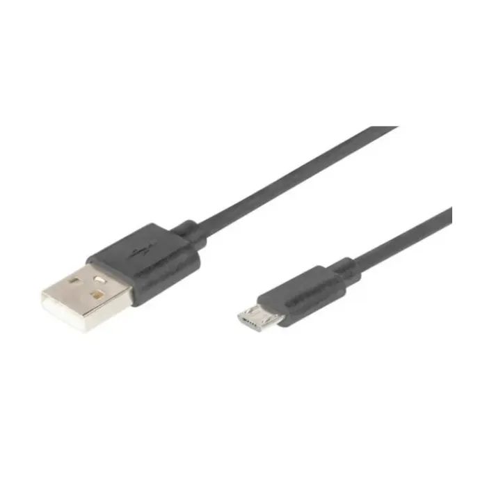 Дата кабель USB 2.0 AM to Micro 5P 1.0m black Digitus (AK-300127-010-S)