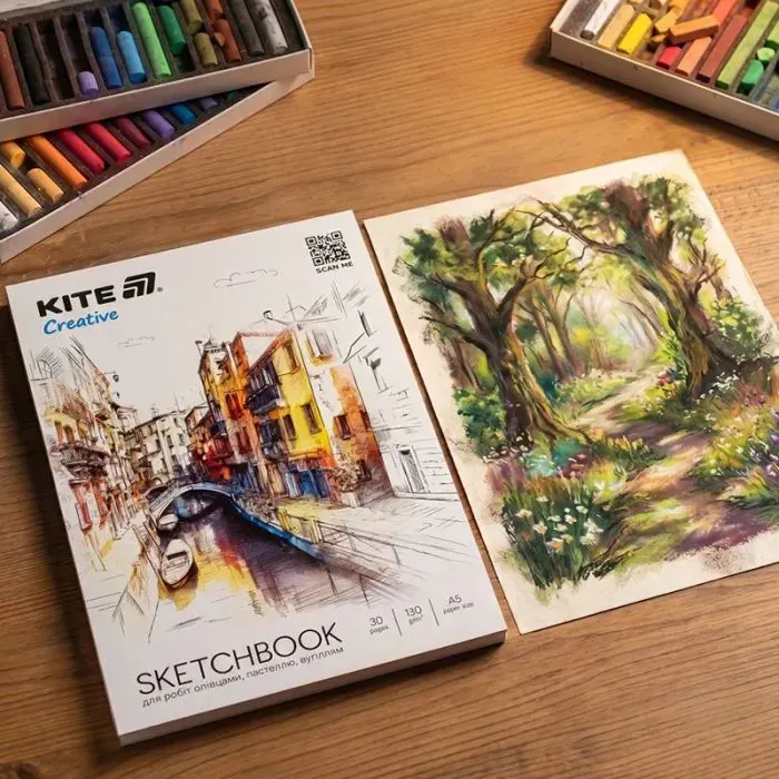 Бумага для рисования Kite Скетчбук для работ карандашами Creative A5, 30 листов (K-1277) изображение 5