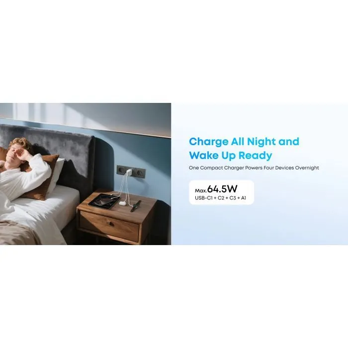 Зарядное устройство Anker 3xUSB-C PD3.0 + 1xUSB 70W black (A121CG11) изображение 11