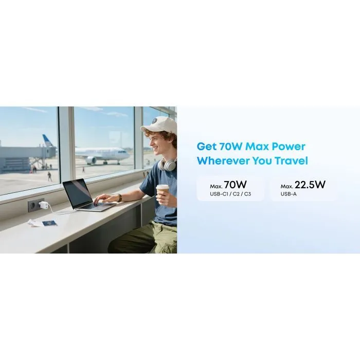 Зарядное устройство Anker 3xUSB-C PD3.0 + 1xUSB 70W black (A121CG11) изображение 5
