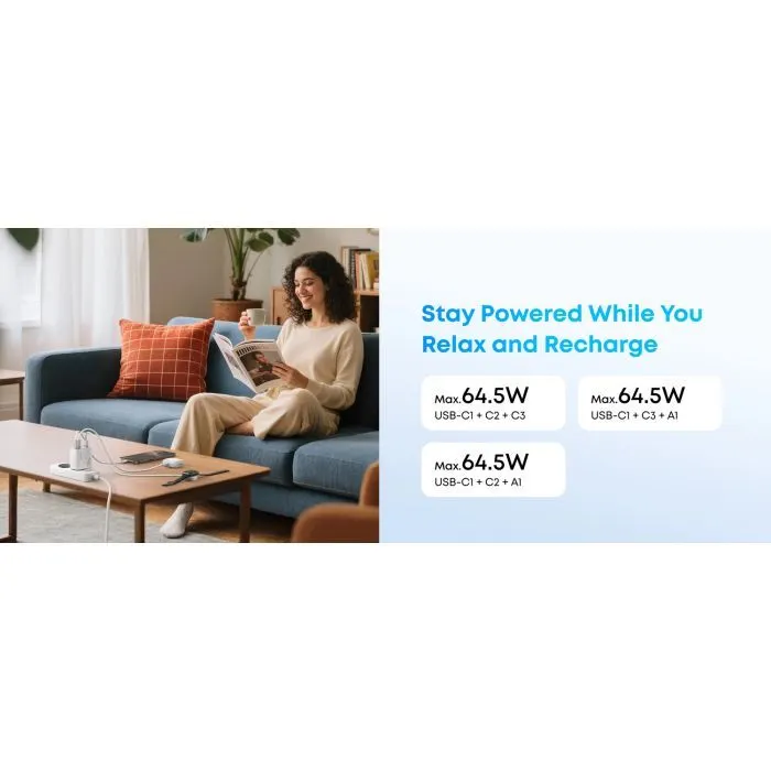 Зарядное устройство Anker 3xUSB-C PD3.0 + 1xUSB 70W black (A121CG11) изображение 6